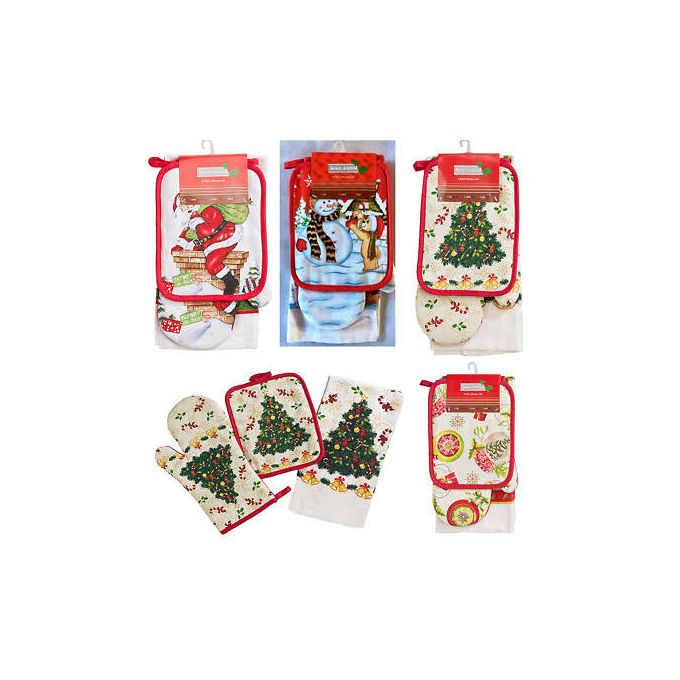 3 Pcs Set Nordic Kitchen Oven Glove + Tea Towel +