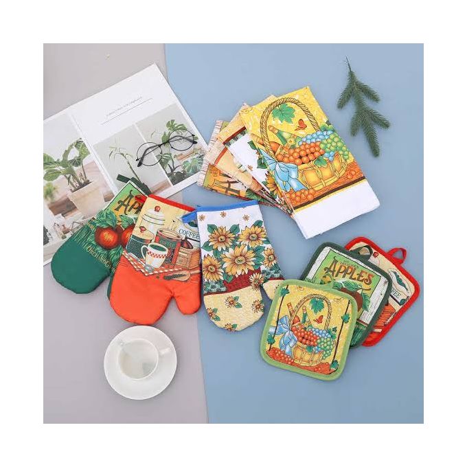 3 Pcs Set Nordic Kitchen Oven Glove + Tea Towel +