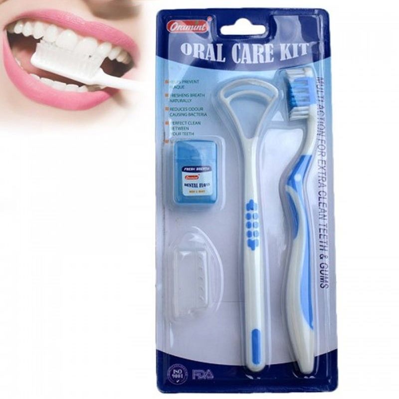 ORALMINT Oral Care Kit - Toothbrush, Toothbrush Cover, Tongue Cleaner & Dental Floss
