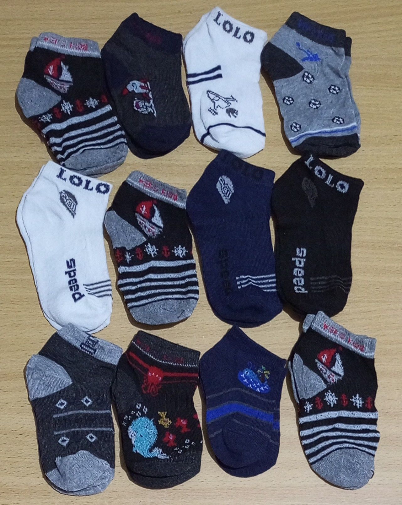 12 Pairs Children Happy Socks Ankle Socks Mixed Sizes & Patterns for Ages 0-6yrs