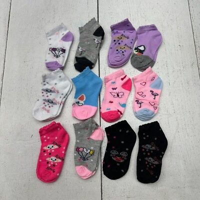 12 Pairs Children Girls Happy Socks Ankle Socks Mixed Sizes & Patterns for Ages 0-6yrs
