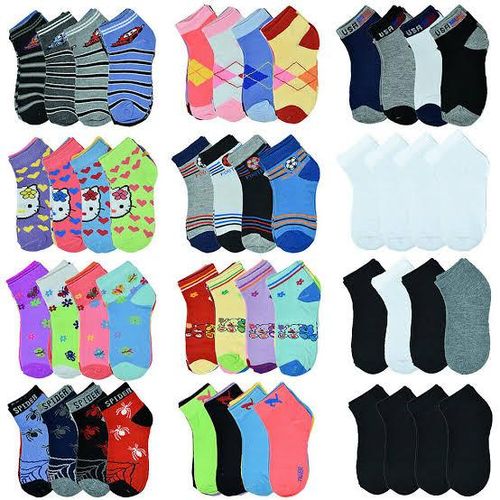 12 Pairs Children Girls Happy Socks Ankle Socks Mixed Sizes & Patterns for Ages 0-6yrs