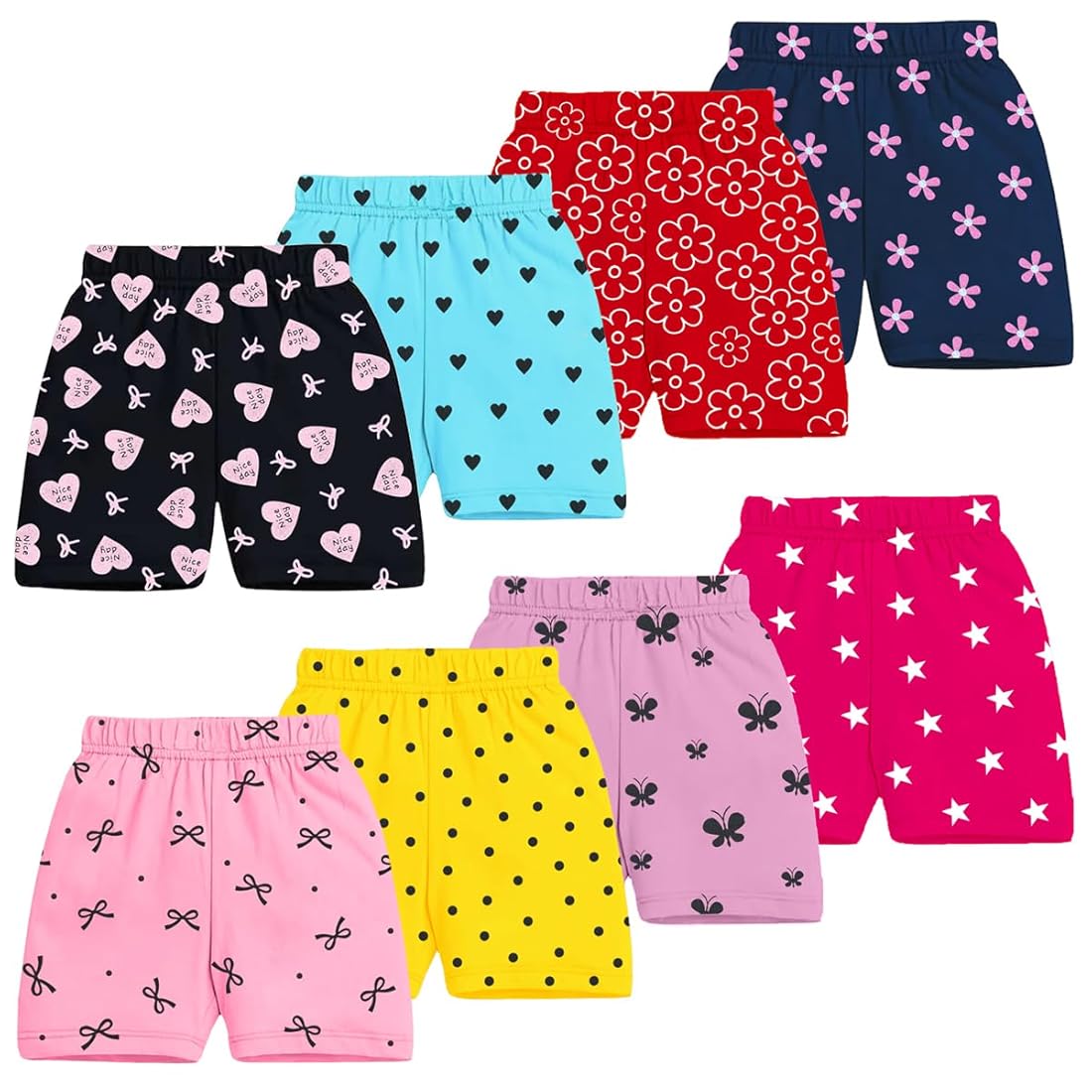 6Pcs Girls' Bloomers Hot pants Assorted Print Underwear Kids Panties Comfort Boxer Briefs Soft Material (2-4Years)