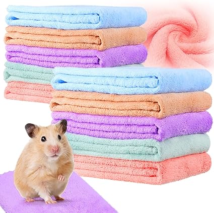 12 Pieces Guinea Pigs Blankets Guinea Pig Bedding Cage Liner Hamster Fleece Cage Liners Small Animal Blanket Bathe Towels Sleep Bedding