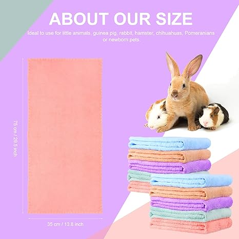 12 Pieces Guinea Pigs Blankets Guinea Pig Bedding Cage Liner Hamster Fleece Cage Liners Small Animal Blanket Bathe Towels Sleep Bedding