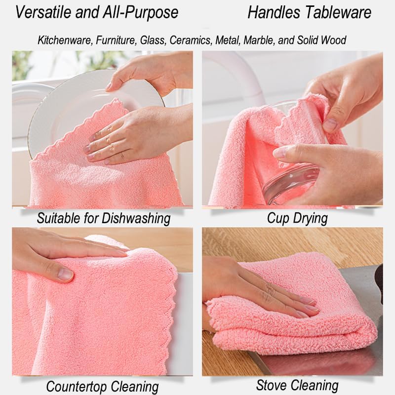 12Pcs Embossed Coral Fleece Kitchen Towels/ Hand Towels/ Multipurpose for Home Light Weight Absorbent Nano Microfiber itchen or face Towels