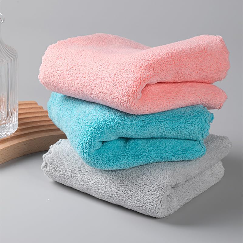 12Pcs Embossed Coral Fleece Kitchen Towels/ Hand Towels/ Multipurpose for Home Light Weight Absorbent Nano Microfiber itchen or face Towels