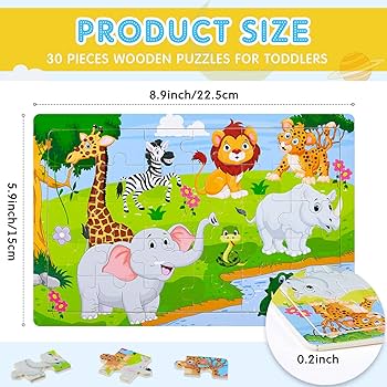 1 Animal Puzzle Wooden for Kids 60 PCs Jigsaw Puzzle School Educational Toys Gifts for Children - 1Pc