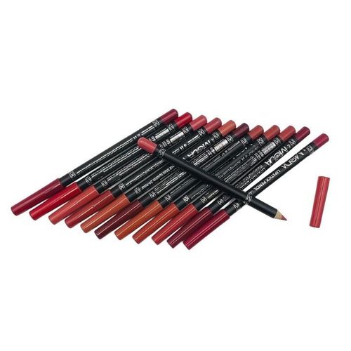 QUEEN BEAUTY 12 Colors Matte Lipliner Pencil Set Shades of Red/Pink/Nude Cool & Bold