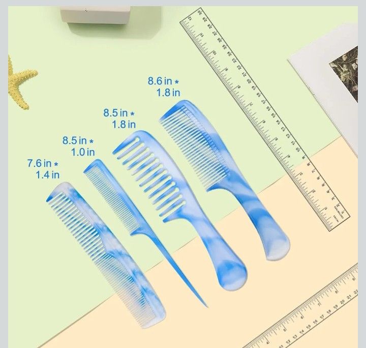 8Pcs Fine-Tooth, Wide-Tooth, Rat Tail and Dual-Purpose Comb.Hair Combs for Men and Women