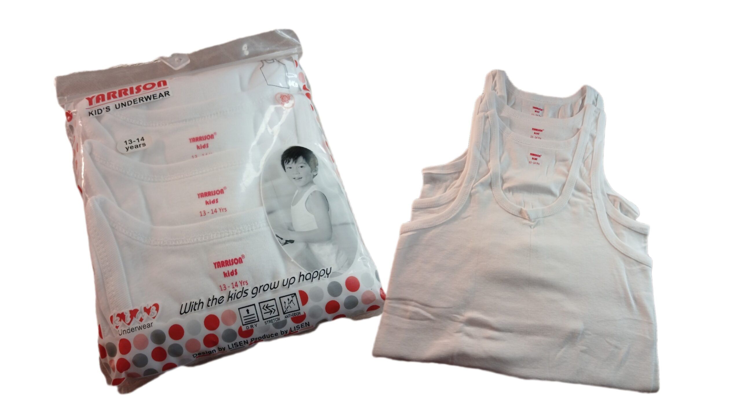 3Pcs High Quality Boys Cotton Vests - Black White And Grey