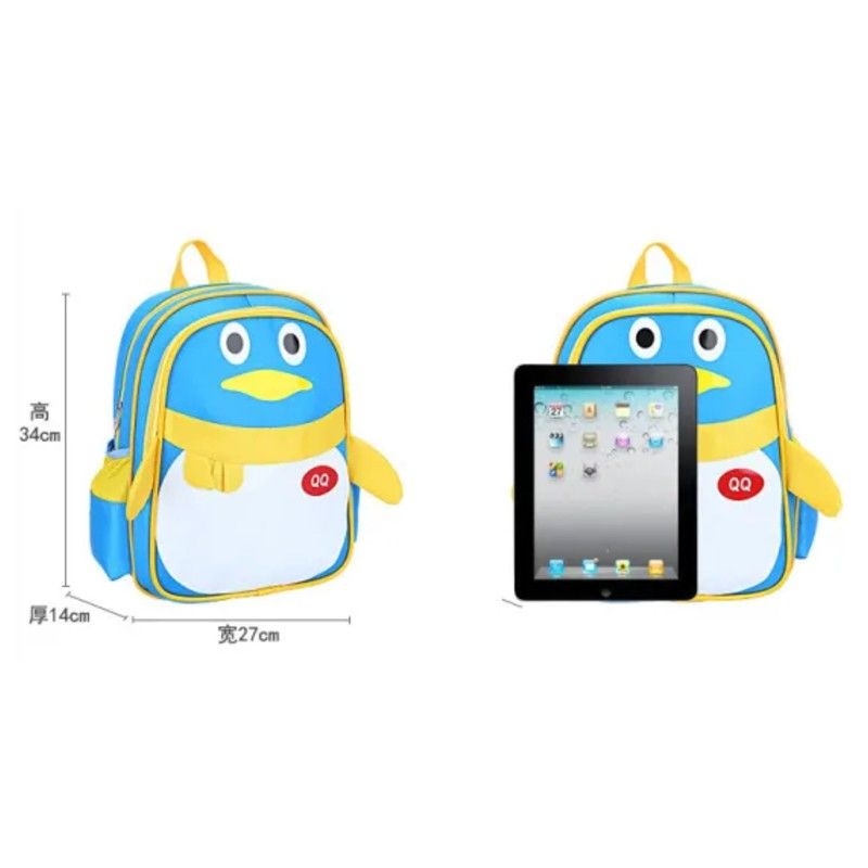 Cartoon School Bag for Preschoolers Kindergarten Penguin Bag for Girls 12 inches with Side Pockets