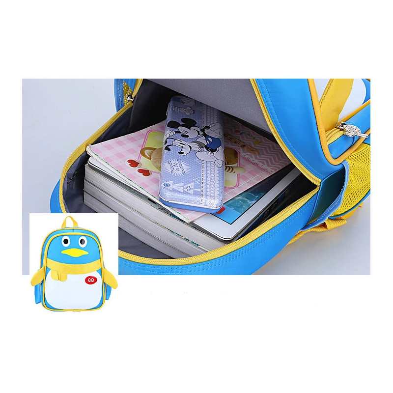 Cartoon School Bag for Preschoolers Kindergarten Penguin Bag for Girls 12 inches with Side Pockets