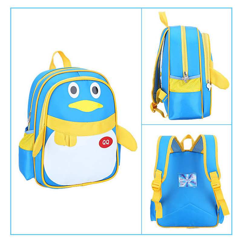 Cartoon School Bag for Preschoolers Kindergarten Penguin Bag for Girls 12 inches with Side Pockets