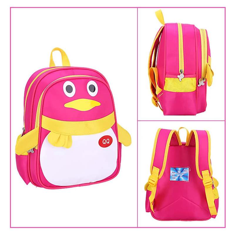 Cartoon School Bag for Preschoolers Kindergarten Penguin Bag for Girls 12 inches with Side Pockets