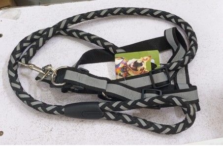 Reflective Stitched Easy Tension Adjustable 2-in-1 Dog Leash and Harness