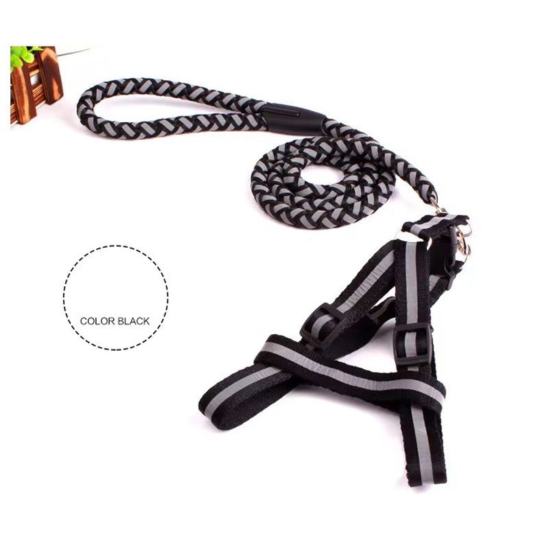 Reflective Stitched Easy Tension Adjustable 2-in-1 Dog Leash and Harness