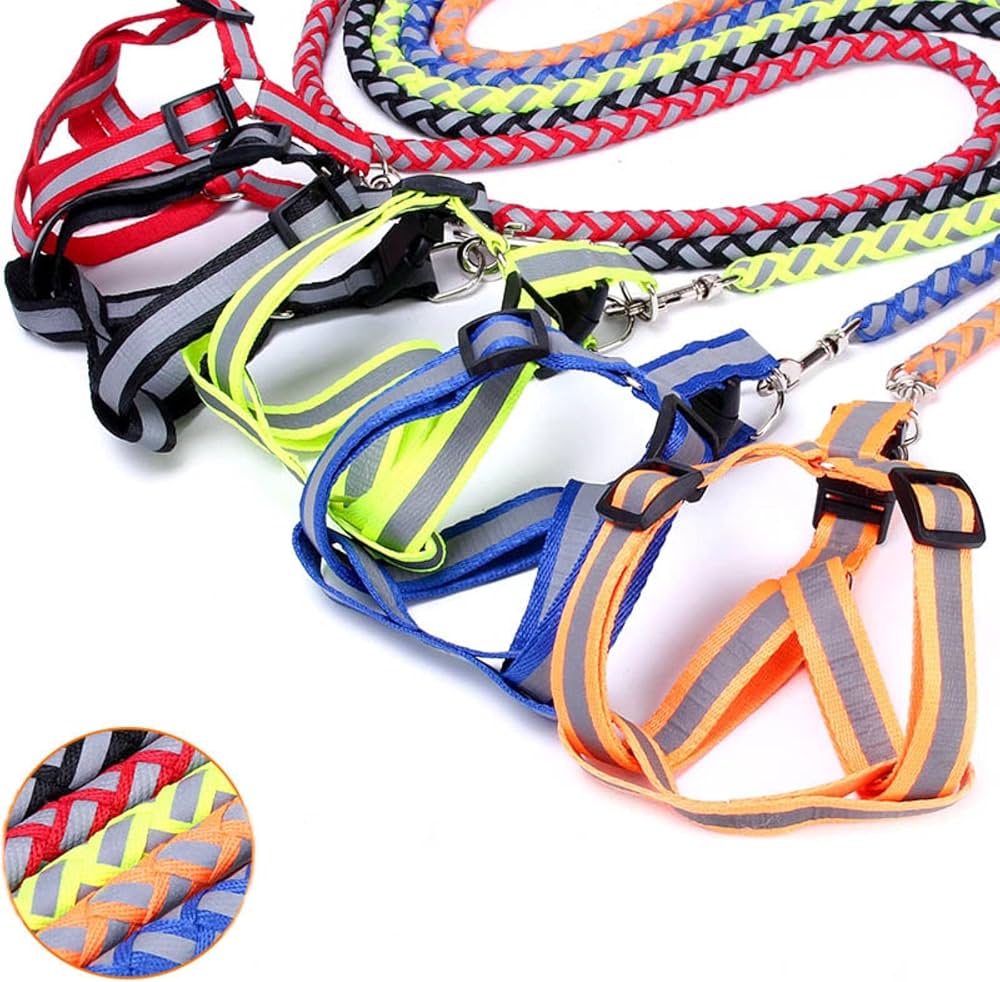 Small Adjustable Dog Harness Outdoor Walking Nylon Leash Lead Pets Durable Traction Training Rope