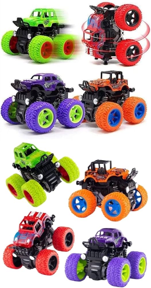 4Pcs Push & Friction Powered Monster Truck with Color Box Assorted Age- 3 Years & Above