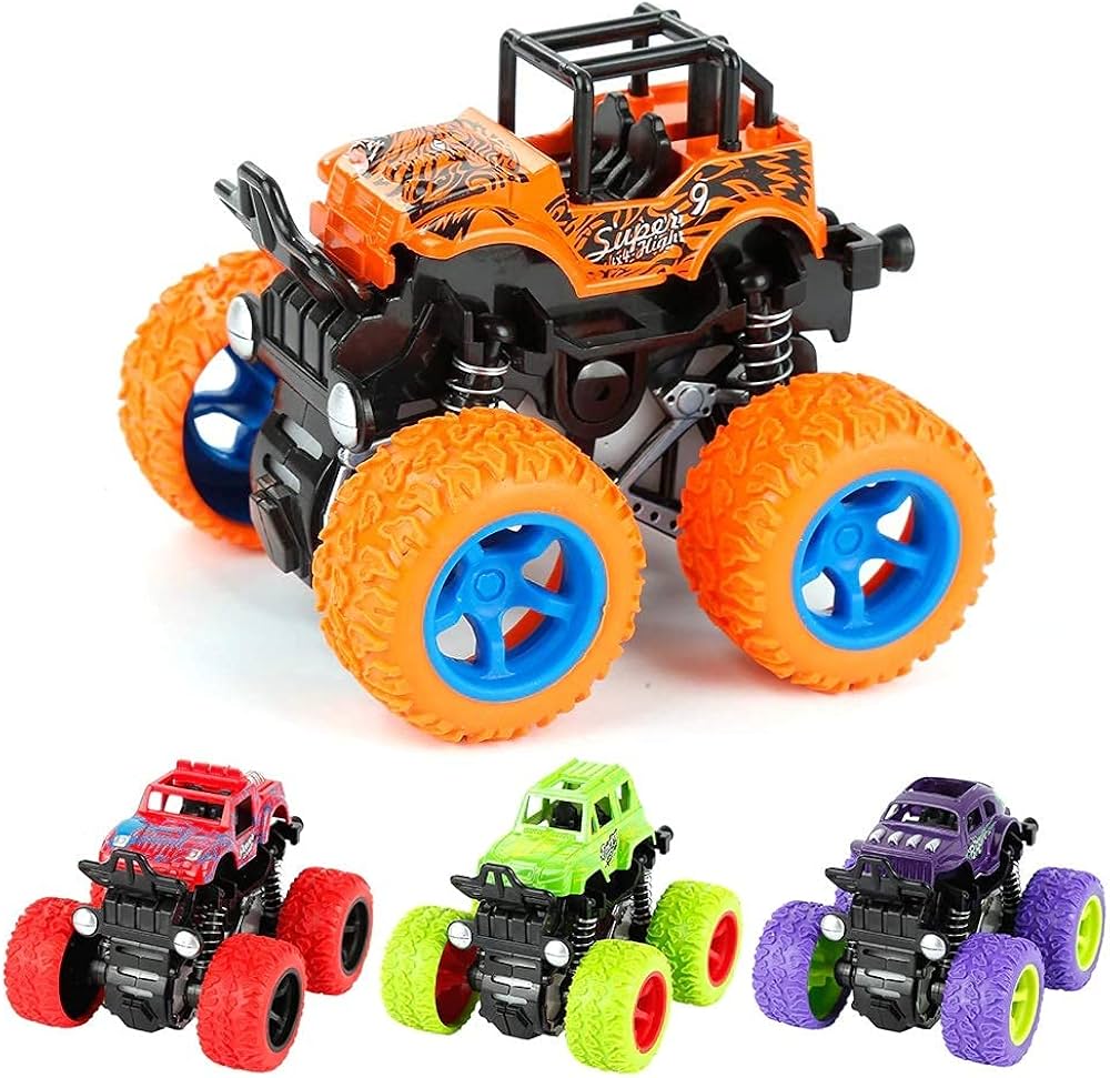 4Pcs Push & Friction Powered Monster Truck with Color Box Assorted Age- 3 Years & Above