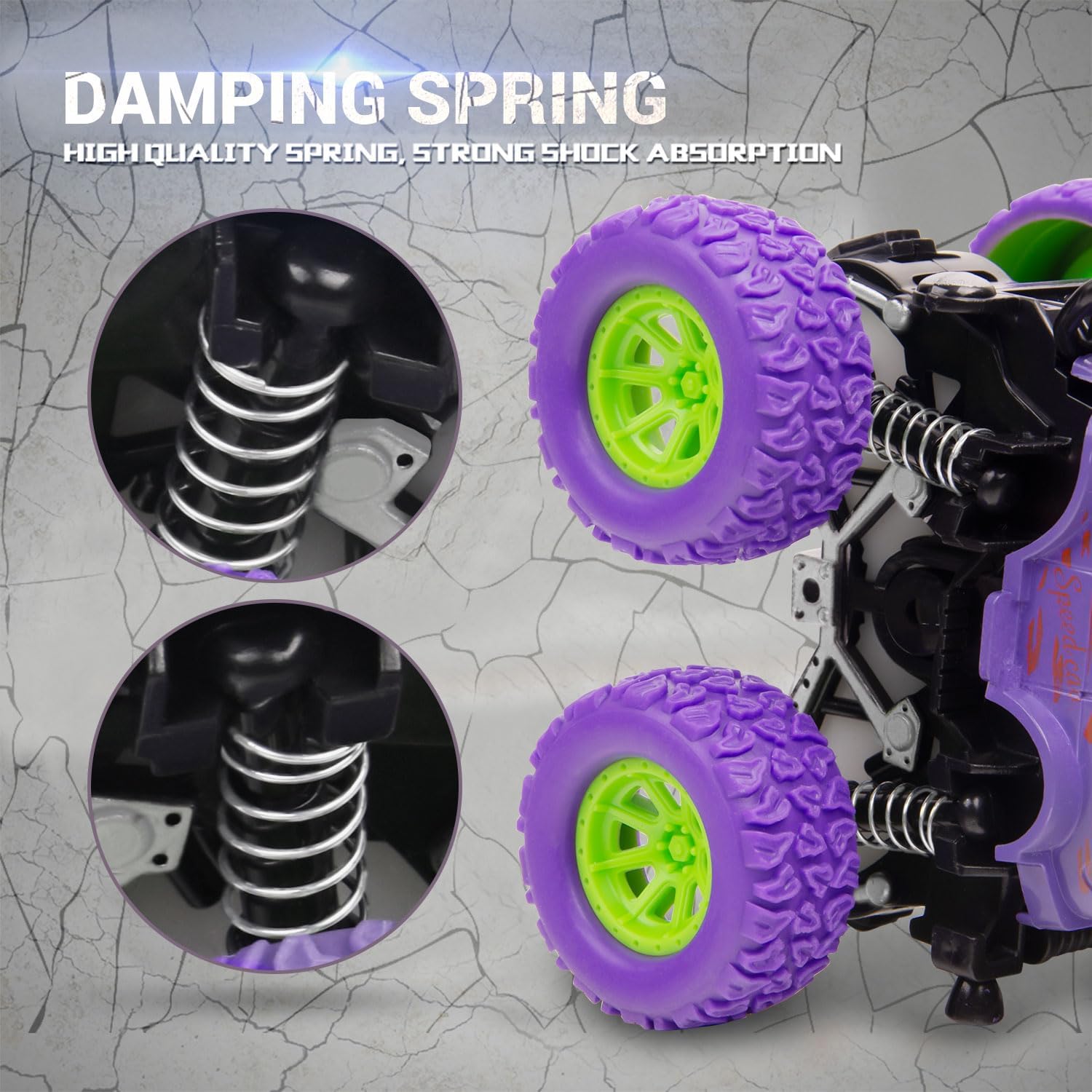 4Pcs Push & Friction Powered Monster Truck with Color Box Assorted Age- 3 Years & Above