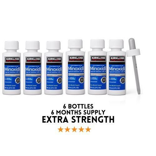 Minoxidil 5% Extra Strength Hair Loss Regrowth System Treatment For Men Beard Care Oil Premium Topical Solution Growth Nourishing Serum 6 Bottle Of 60ml (6 Months Supply)