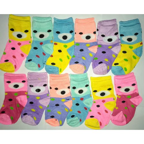 12Pairs Lovely Patterned Girls Unisex  Assorted Socks For Kids