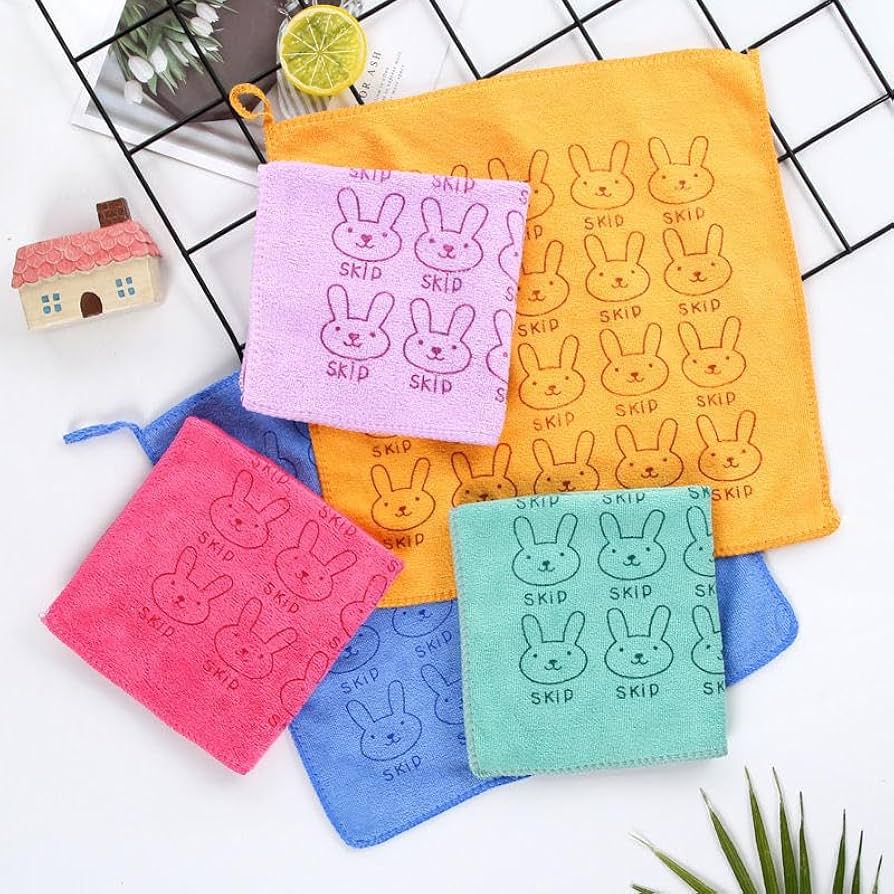 2Pcs Skip Towels Set Microfiber Hand and Face Towels Soft beautiful Colours