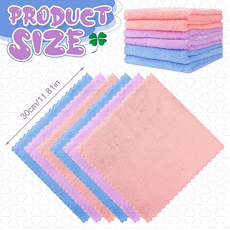 12Pcs Embossed Coral Fleece Kitchen Towels/ Hand Towels/ Multipurpose for Home Light Weight Absorbent Nano Microfiber itchen or face Towels