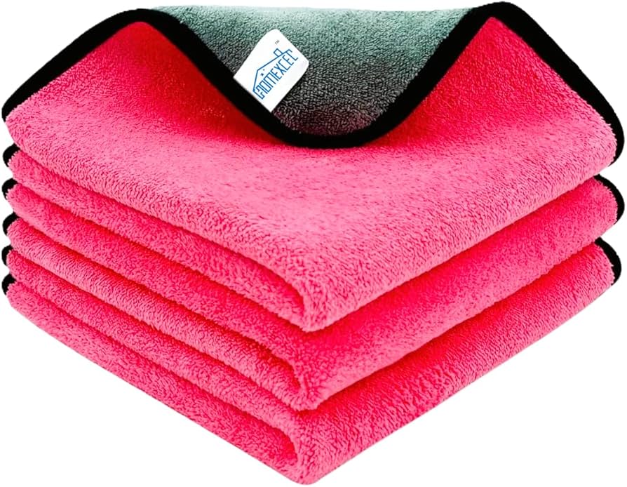 3Pcs Multipurpose Microfiber Cleaning Cloth - Highly Absorbent -Soft & Lint Free Multi-Colour Towels for Hands, Home, All Vehicles Bike, Car, (Pack of 3, 30 x 40 cm) - Semi Heavy Material