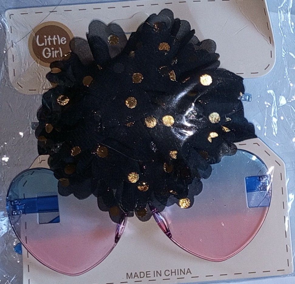 2Pcs/Sunglass & Bow Band Set Heart Shape Baby Sunglasses & Headbands Set Swiss Dots Nylon Hair Bands Kids Sun Glasses for baby