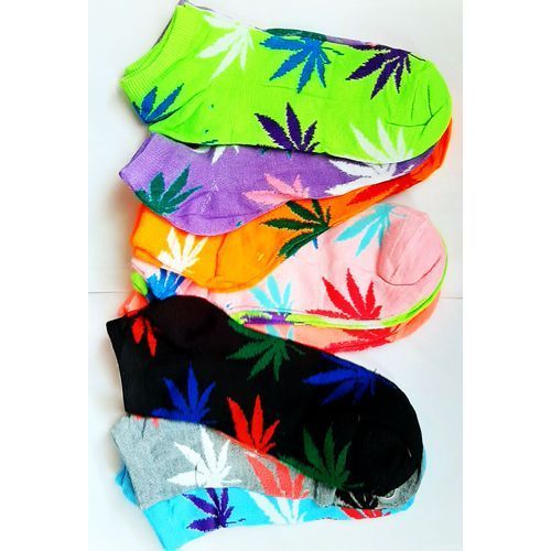 12Pairs Bright Ladies Ankle Socks Neon Casual Happy Socks for Women and Girls Striped Foodie Leaf Dotted Assorted patterns