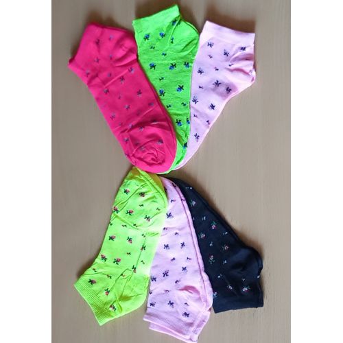 12Pairs Bright Ladies Ankle Socks Neon Casual Happy Socks for Women and Girls Striped Foodie Leaf Dotted Assorted patterns