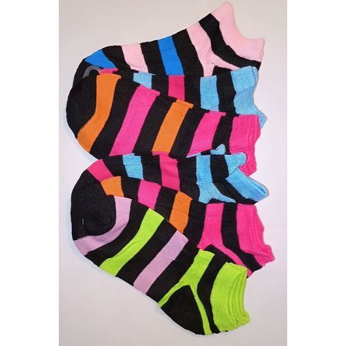 12Pairs Bright Ladies Ankle Socks Neon Casual Happy Socks for Women and Girls Striped Foodie Leaf Dotted Assorted patterns