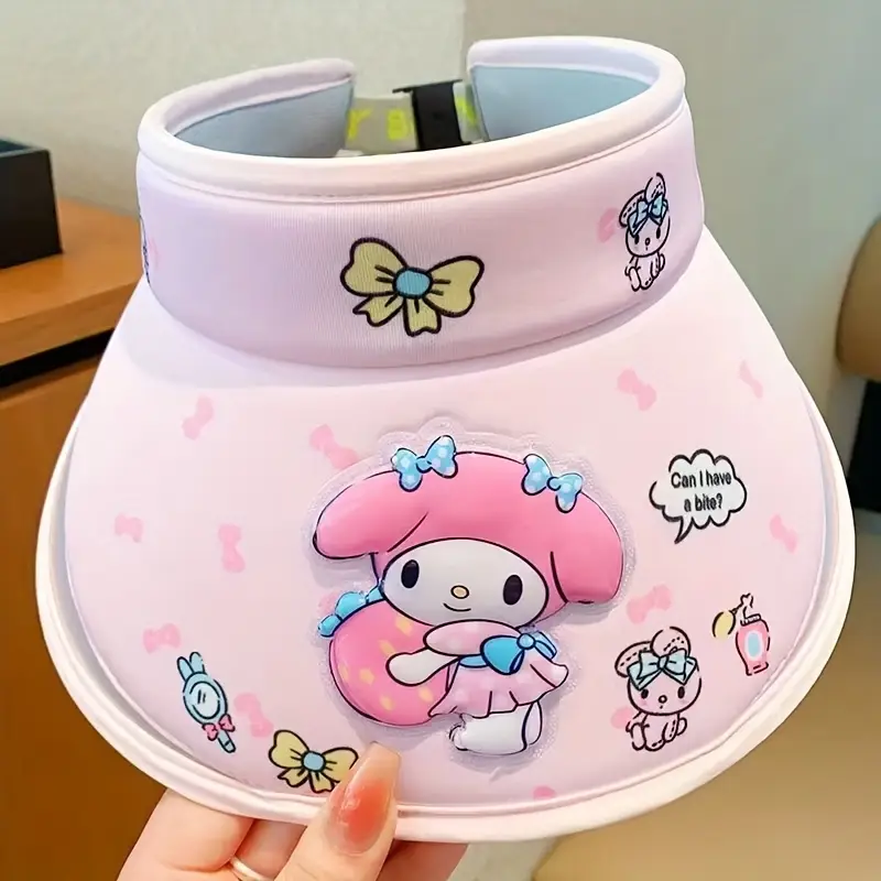 Kids Sunscreen Hat Cinnamoroll My Melody Kuromi Pompompurin Anti-Uv Sunshade Cap Large Tongue Sun Hat Kids Birthday Gifts
