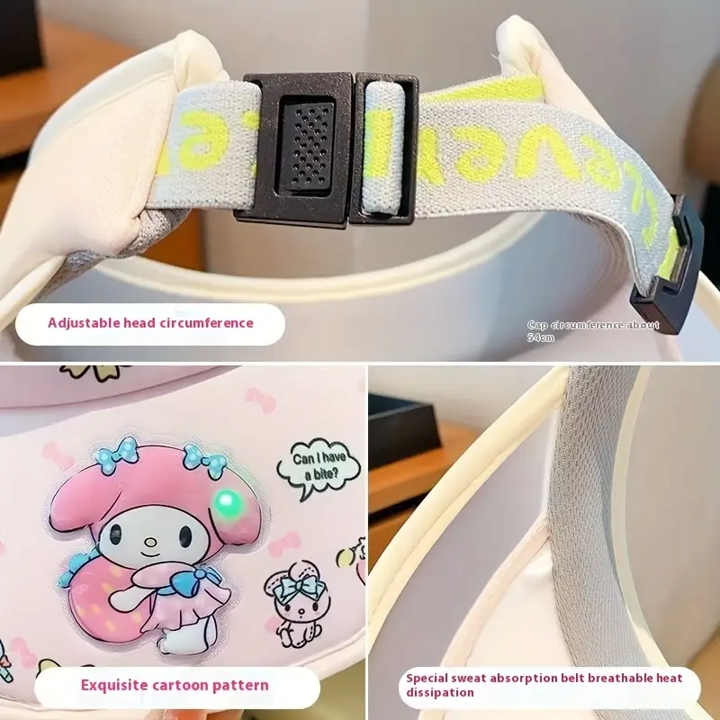Kids Sunscreen Hat Cinnamoroll My Melody Kuromi Pompompurin Anti-Uv Sunshade Cap Large Tongue Sun Hat Kids Birthday Gifts