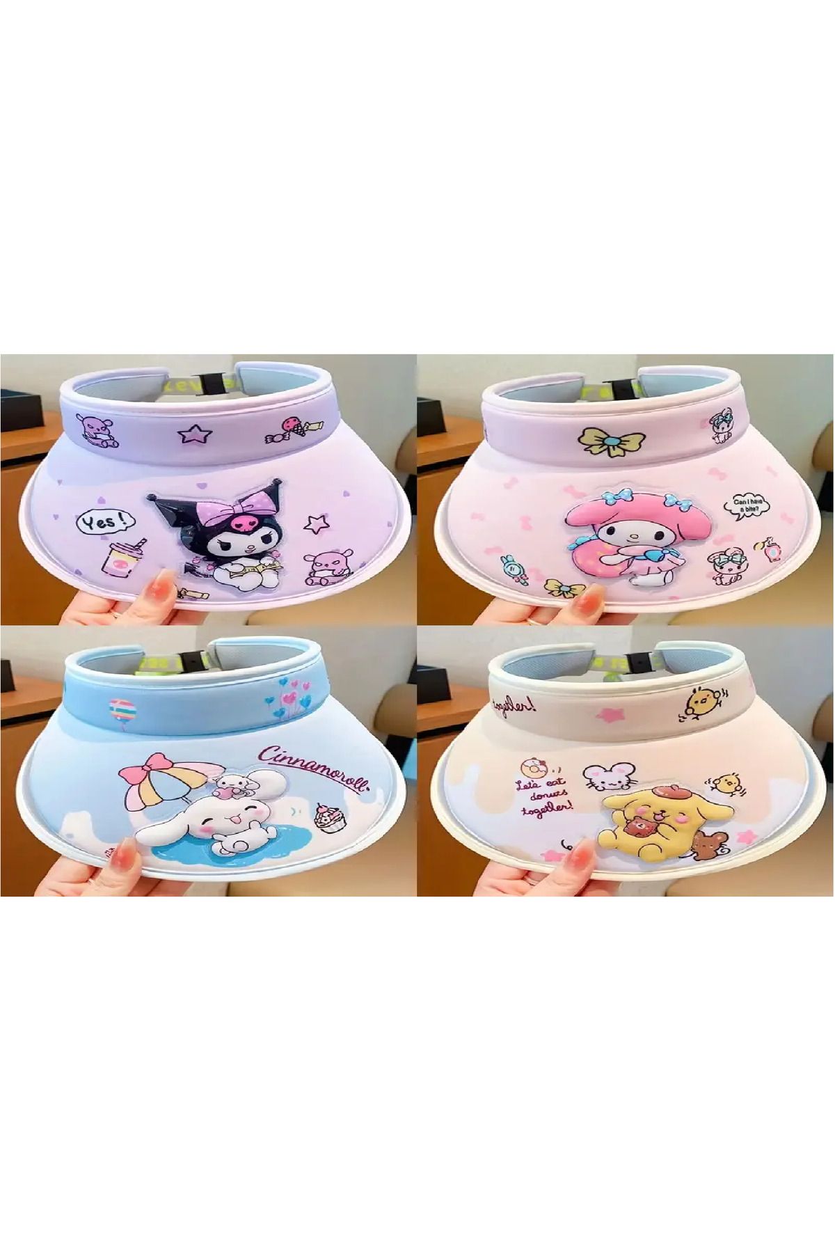 Kids Sunscreen Hat Cinnamoroll My Melody Kuromi Pompompurin Anti-Uv Sunshade Cap Large Tongue Sun Hat Kids Birthday Gifts