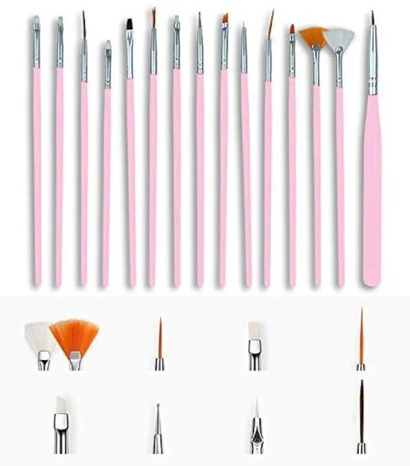 Nail 15Pcs Nail Brushes, Fashion Nail Brushes Nail Art Nail Manicure Tool, Perfect For Acrylic Nail Brush For Nail Brushes Professional And Personal Use