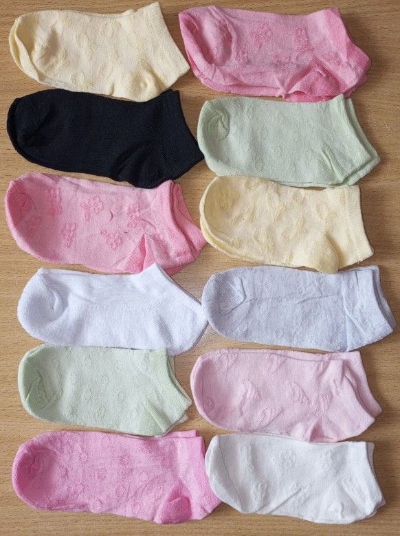 Girls Colour Coded Ankle Socks Assorted Colours Pastel Colours Baby Colours 4-6Years