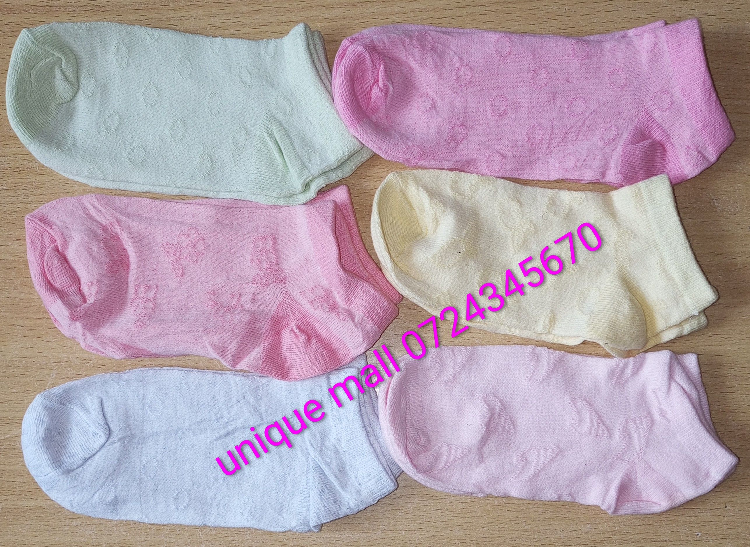 Girls Colour Coded Ankle Socks Assorted Colours Pastel Colours Baby Colours 4-6Years