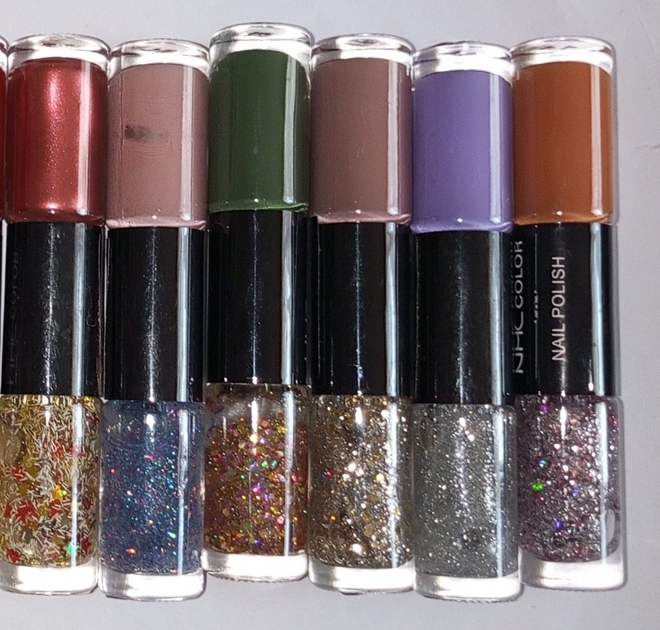 Double-End Two-color Nail Polish, no baking, long-lasting, no peeling, quick-drying, Transparent, nail care, sequins & Nail Art Mix