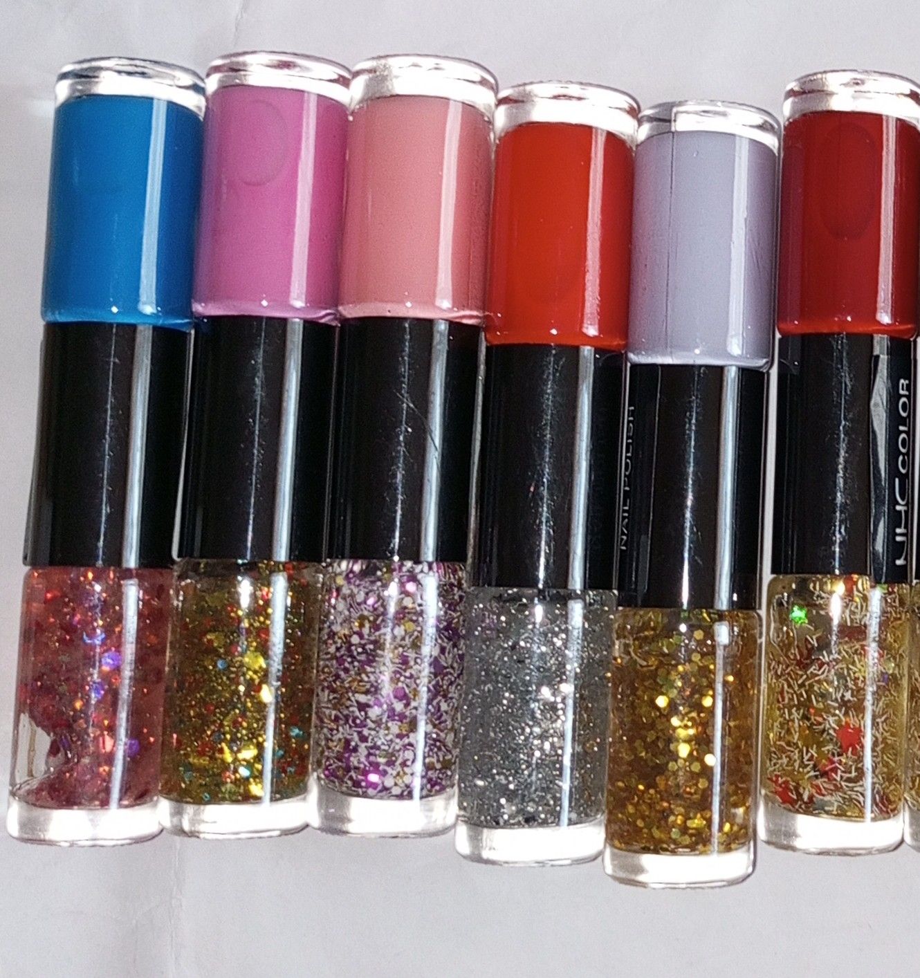 Double-End Two-color Nail Polish, no baking, long-lasting, no peeling, quick-drying, Transparent, nail care, sequins & Nail Art Mix