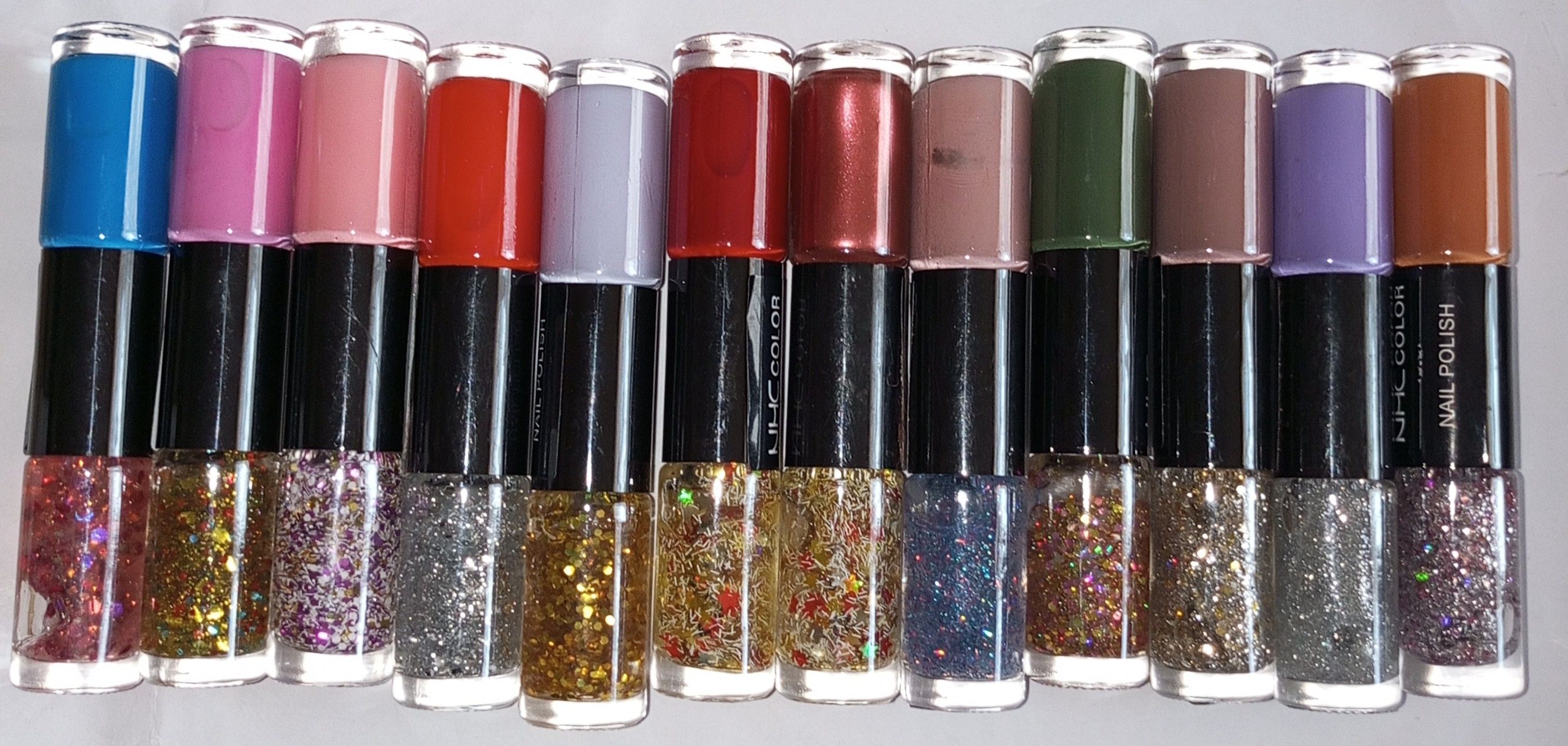 Double-End Two-color Nail Polish, no baking, long-lasting, no peeling, quick-drying, Transparent, nail care, sequins & Nail Art Mix