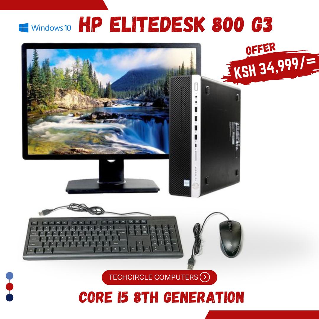 HP EliteDesk 800 G3 Core I5 6TH Gen 8GB 500GB 3.4GHz SFF Desktop + 22 Inch Monitor Refurb