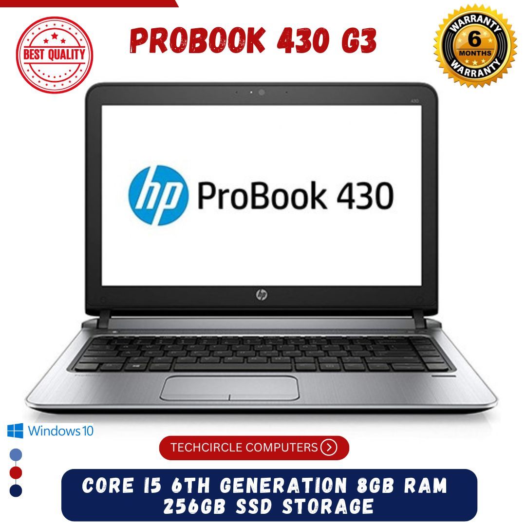 (FREE MOUSE+8GB+500GB)Hp ProBook 430 G3 - Core i5 6th Gen - 8GB RAM - 256GB SSD- 13.3" Refurbished laptop - Windows 10 Notebook - Office 2019
HP ProBook 430 G3 Laptop 33.8 cm (13.3") HD Intel® Core™