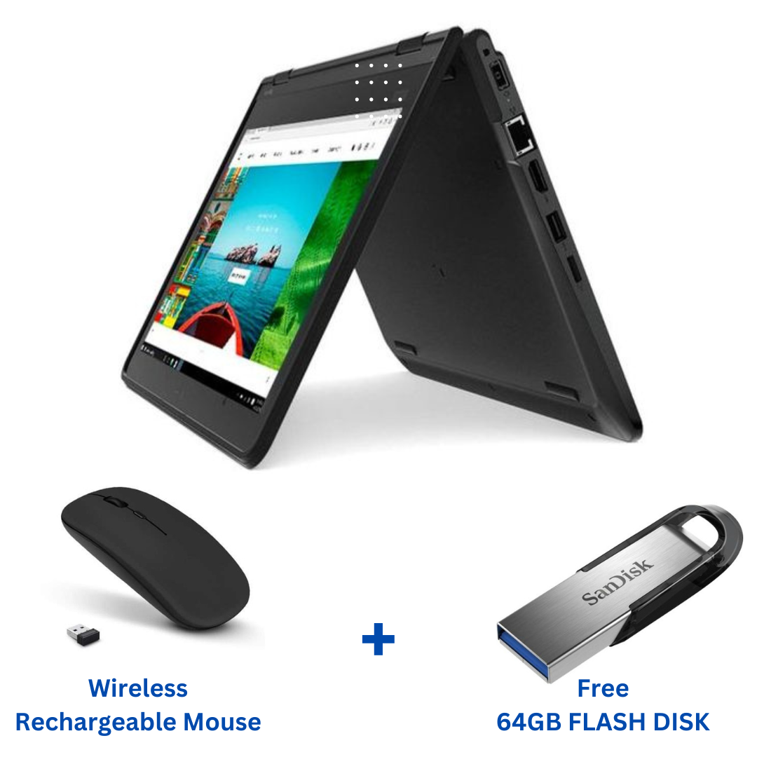 LENOVO Yoga 11E X360  2 IN 1 ThinkPad  TOUCHSCREEN 4GB RAM 128gb ssd 11.6" 2-in-1 Laptop +WINDOWS 10 + WIRELESS MOUSE  MICROSOFT OFFICE, SCHOOL LAPTOP [ FREE 64GB FLASH DISK + MOUSE]