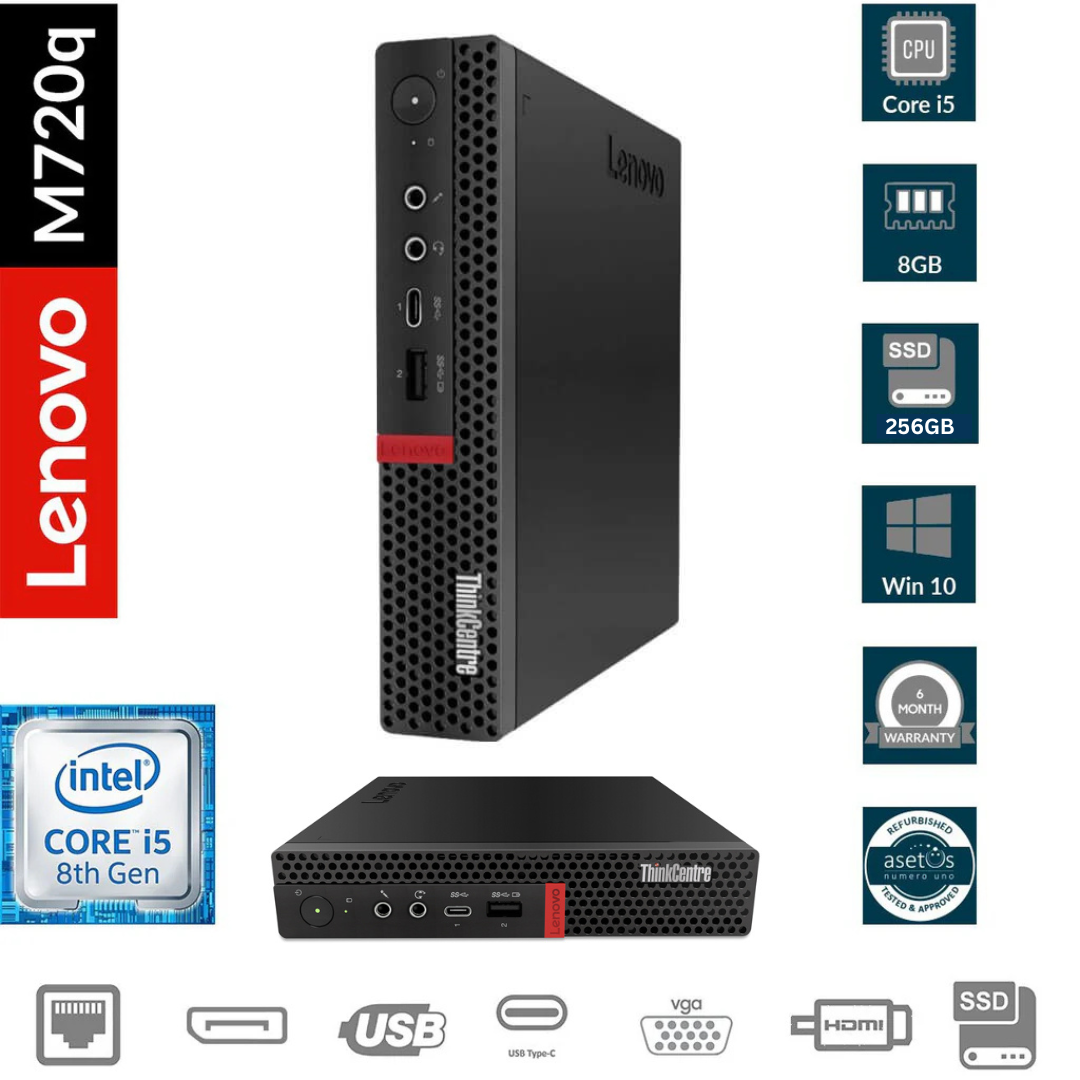 Lenovo ThinkCentre M720 Tiny – 8th Gen Intel Core i5, 8GB DDR4, 256GB SSD, 802.11ac & Bluetooth 4.0, Intel Integrated Graphics 630, Windows 10 Pro 64-bit, USB 3.1 – Ultra-Compact Business Desktop PC