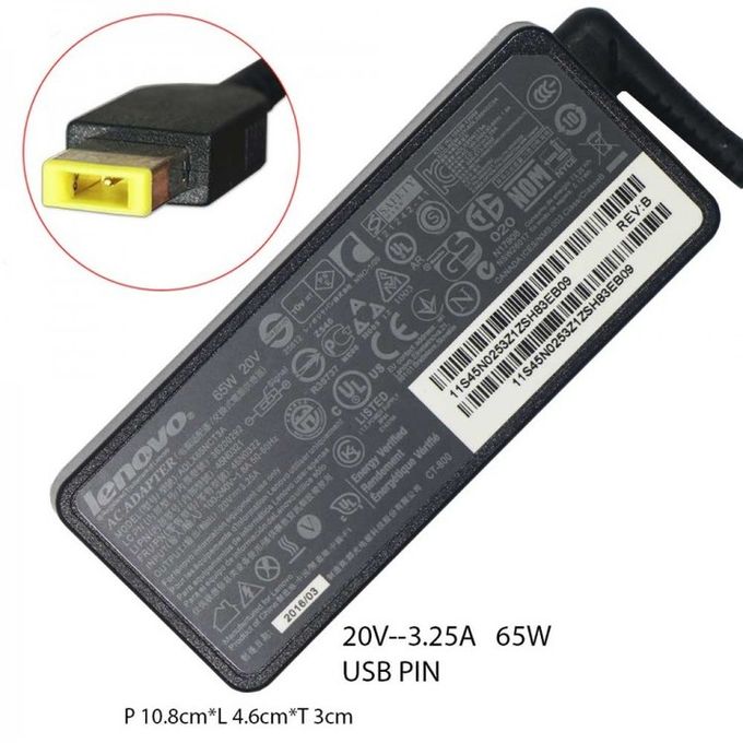 Lenovo Laptop Thinkpad X270 , X250 , X260, T440p, T440s , T450, Charger 20V 3.25A 65W USB Pin