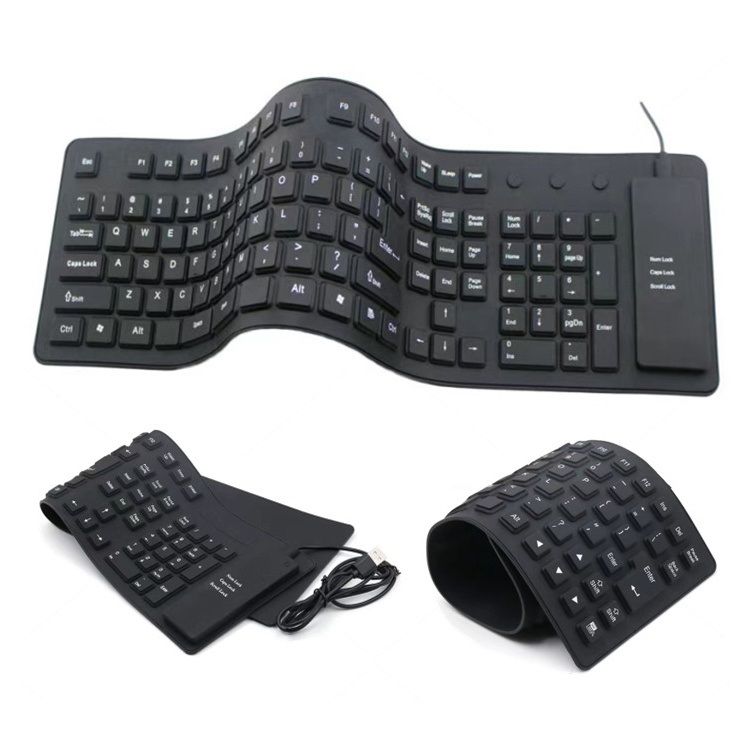 Portable Mini Keyboard 85 Keys Flexible Waterproof Soft Silicone Gaming Keyboard Laptop Foldable Wired USB Keyboard for MacBook HP DELL LENOVO