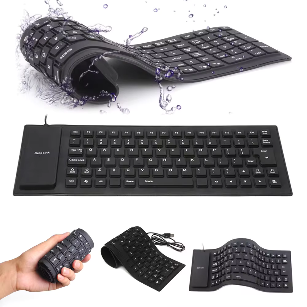 Portable Mini Keyboard 85 Keys Flexible Waterproof Soft Silicone Gaming Keyboard Laptop Foldable Wired USB Keyboard for MacBook HP DELL LENOVO